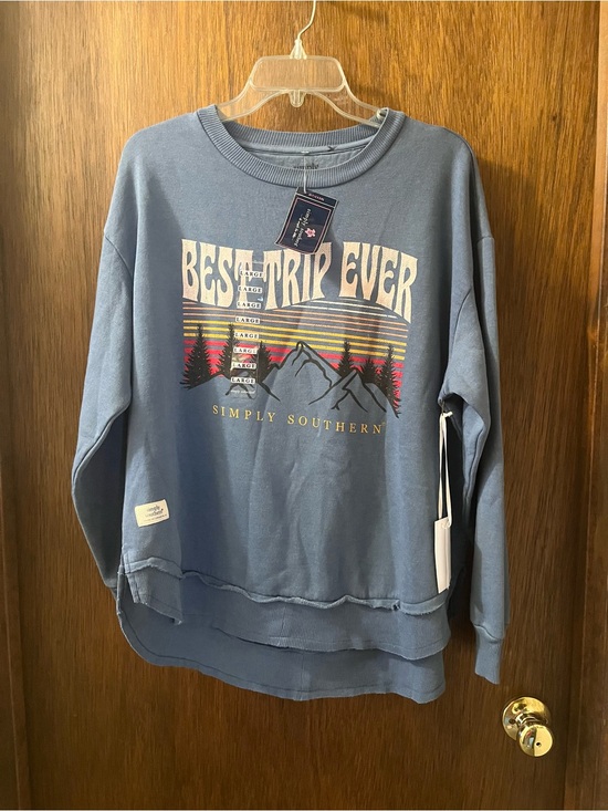 Simply Southern Sweaters - Simply Southern Blue Graphic 'Best Trip Ever' Crewneck Sweatshirt